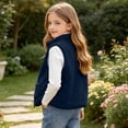 thumbnail image 3 of OGLCCG Girls Sherpa Fleece Vest Kids Full Zip Fuzzy Sleeveless Jacket with Pockets Lightweight Soft Warm Winter Coat(Navy,12-13 Years), 3 of 8