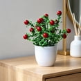 thumbnail image 5 of Dongrere Artificial Potted Plants with White Plastic Pot Fake Bush Greenery Faux Flower Arrangement Decorative for Home Bedroom Office Desk, B, 5 of 6