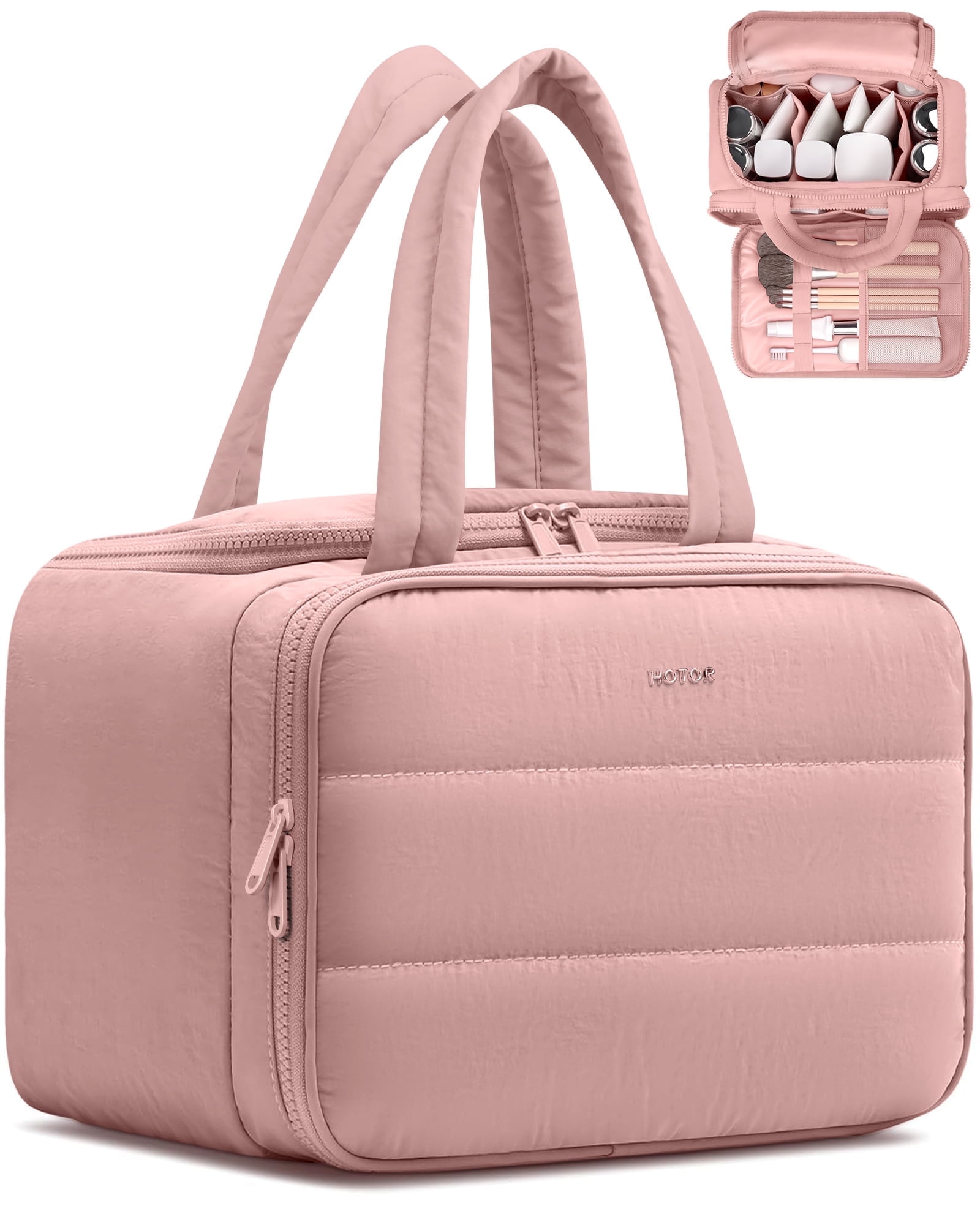 Hotor Travel Toiletry Bag, Wet & Dry Separation, Dark Pink photo 1