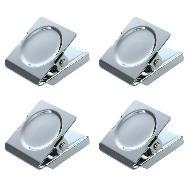 4X Silver Tone Spring Loaded Memo Ticket Magnetic Fridge Wall Clip,4 x Magnetic Wall Clip,Silver Tone