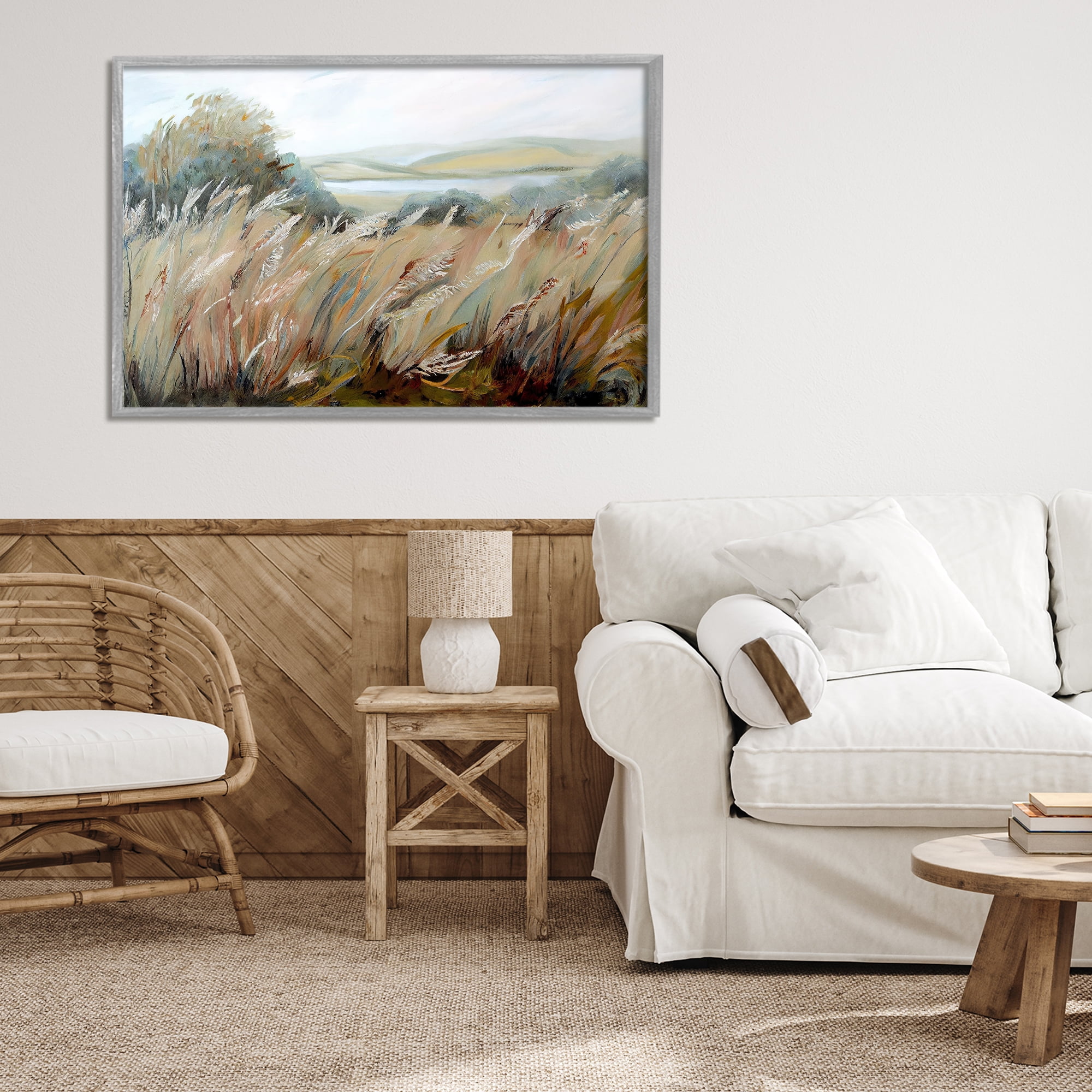 Windy Meadow Distortion Gray Framed Giclee Art, design by Sasha