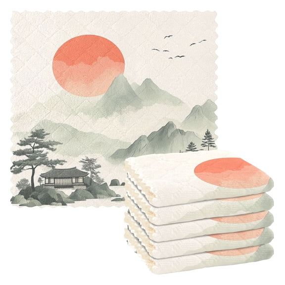 6 Pieces of Kitchen Towels 11x11Inch Kitchen Dish Cloths Kitchen Dish Towels Reuseable Cleaning Cloths The Orange Sun