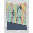 thumbnail image 1 of Gymnastics Tapestry, Silhouettes Performing on Uneven Bars Olympic Colorful Stripes at Background, Wall Hanging for Bedroom Living Room Dorm Decor, 60W X 80L Inches, Multicolor, by Ambesonne, 1 of 2