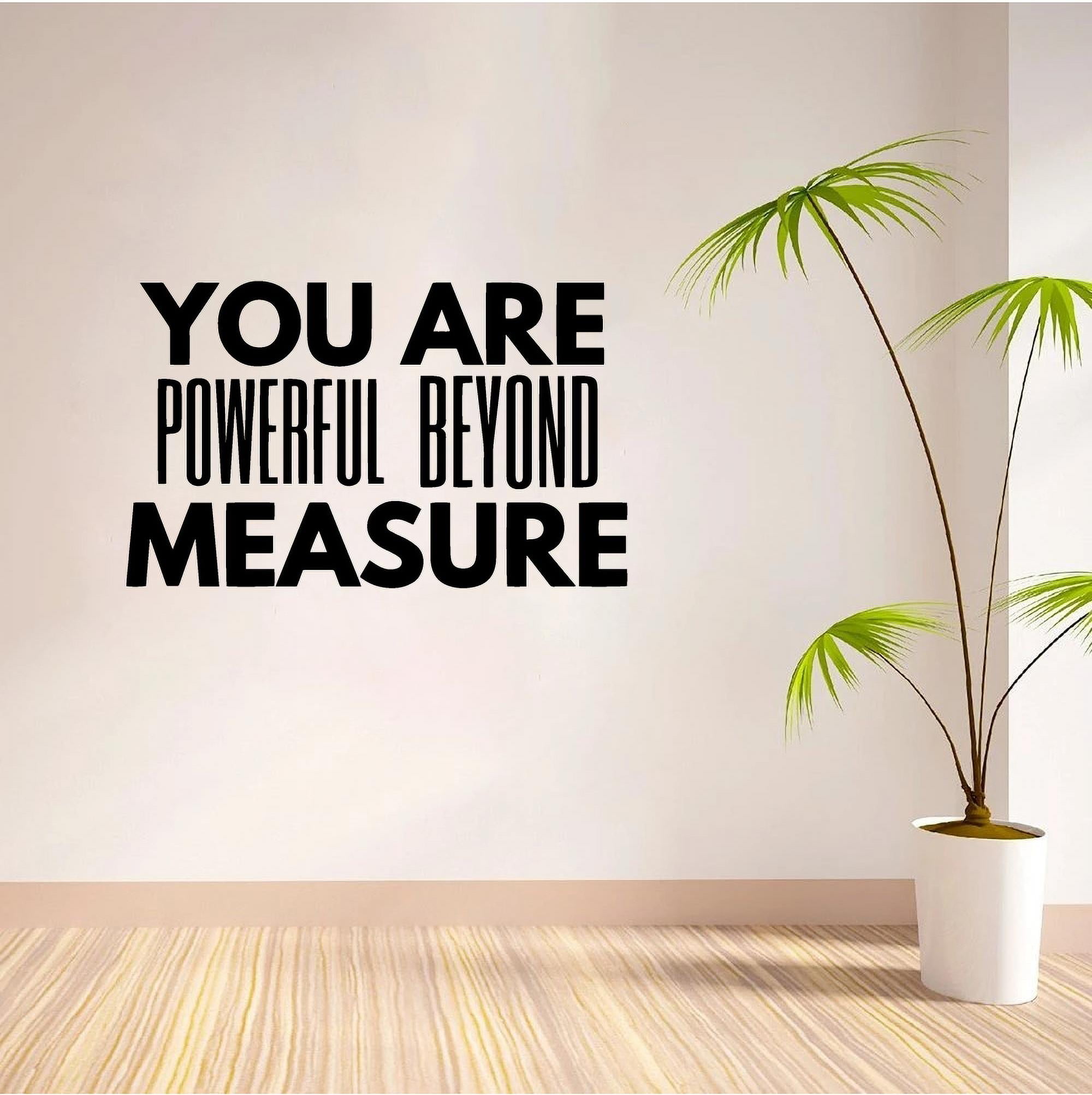 Powerful Beyond Measure Quote Fitness Workout Success Motivation Quotes Wall Decals Healthy Lifestyle for Girls Boys Gym Home Sports Room Decor Vinyl Wall Art Stickers Decoration Size (20x40 inch)
