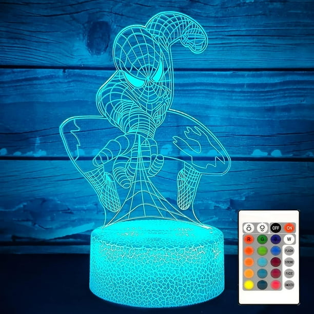 Lampe Spiderman 3D Veilleuse Lampe de nuit super-héros Lampe de chevet