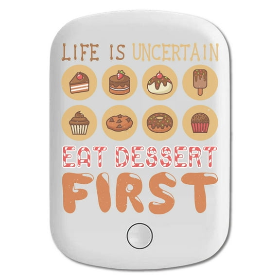 DistinctInk Magnetic Battery Pack, 5000 mAh Wireless Portable Charger with USB-C Cable, Compatible with MagSafe iPhone 14 / 13 / 12 Series - Life Uncertain Eat Dessert