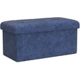 thumbnail image 5 of GMNIU Folding Storage Ottoman, 30 Inch Large Storage Bench with Lid, Foot Rest Stool for Bedroom, Living Room, Entryway, Tufted Linen Upholstered - Navy Blue, 5 of 9