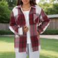 thumbnail image 6 of Jxximdong Fashion Coat for Women, Plush Coat Long Sleeve Plaid with Pocket Loose Coat, Women's Coats Red, 6 of 7
