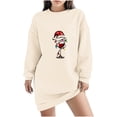 thumbnail image 1 of Pisexur Robes de Noël pour Femmes, Robe Chandail en Molleton à Col Rond Imprimé Verres de Vin Tendance, Robe de Fête Décontractée à Manches Longues, Robe de Vacances de Noël Mini Robe, 1 of 4