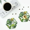 thumbnail image 5 of Balery 4 Pcs Watercolor Green Tropicalleather Coasters Set, Drink Table Cup Coasters For Living Room Kitchen Coffee Decor, 5 of 9