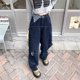 thumbnail image 2 of Pantalones vaqueros de estilo Y2K para mujer, Jeans delgados sueltos de nicho con piernas anchas y agujeros para mujer, Pantalones rectos casuales de cintura alta Pa, 2 of 4