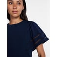 thumbnail image 5 of Time and Tru Women’s Crewneck Top with Lace Inset Flounce Sleeves, Sizes XS-XXXL, 5 of 6