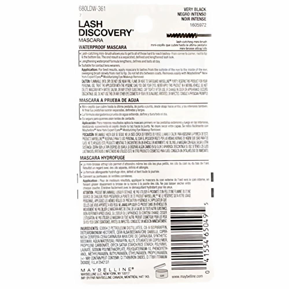 Maybelline Lash Discovery Waterproof Mascara, Very Black 361