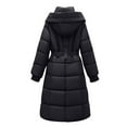 thumbnail image 7 of Wdfiry Long Coat for Women Solid Color Casual Cotton Thick Winter Slim Down Jacket Coat Plus Size Hooded with Pockets Overcoat Clothes, 7 of 7