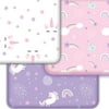 GROW WILD Crib Sheets Girl 3 Pack | Soft & Stretchy Jersey Cotton Fitted Crib Sheet Unicorn, White Pink Purple Baby Girl Crib Sheets, Crib Mattress Sheet or Toddler Bed Sheets