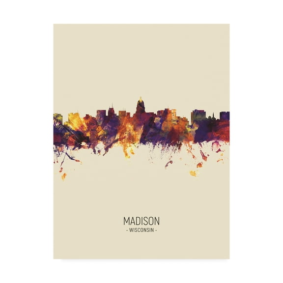 Trademark Fine Art 'Madison Wisconsin Skyline Portrait III' Canvas Art by Michael Tompsett