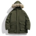 thumbnail image 2 of LpwkSSA Men's Winter Parkas Coat Warm Solid Color Stand Up Collar Coat Lightweight Winter Warm Cotton Long Sleeve Jacket Green M, 2 of 9