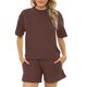 thumbnail image 1 of Tops de Verano de Mujer Casual, Suelto Casual de Dos Piezas, Manga Corta Y Bolsillo Shorts Set, 1 of 6