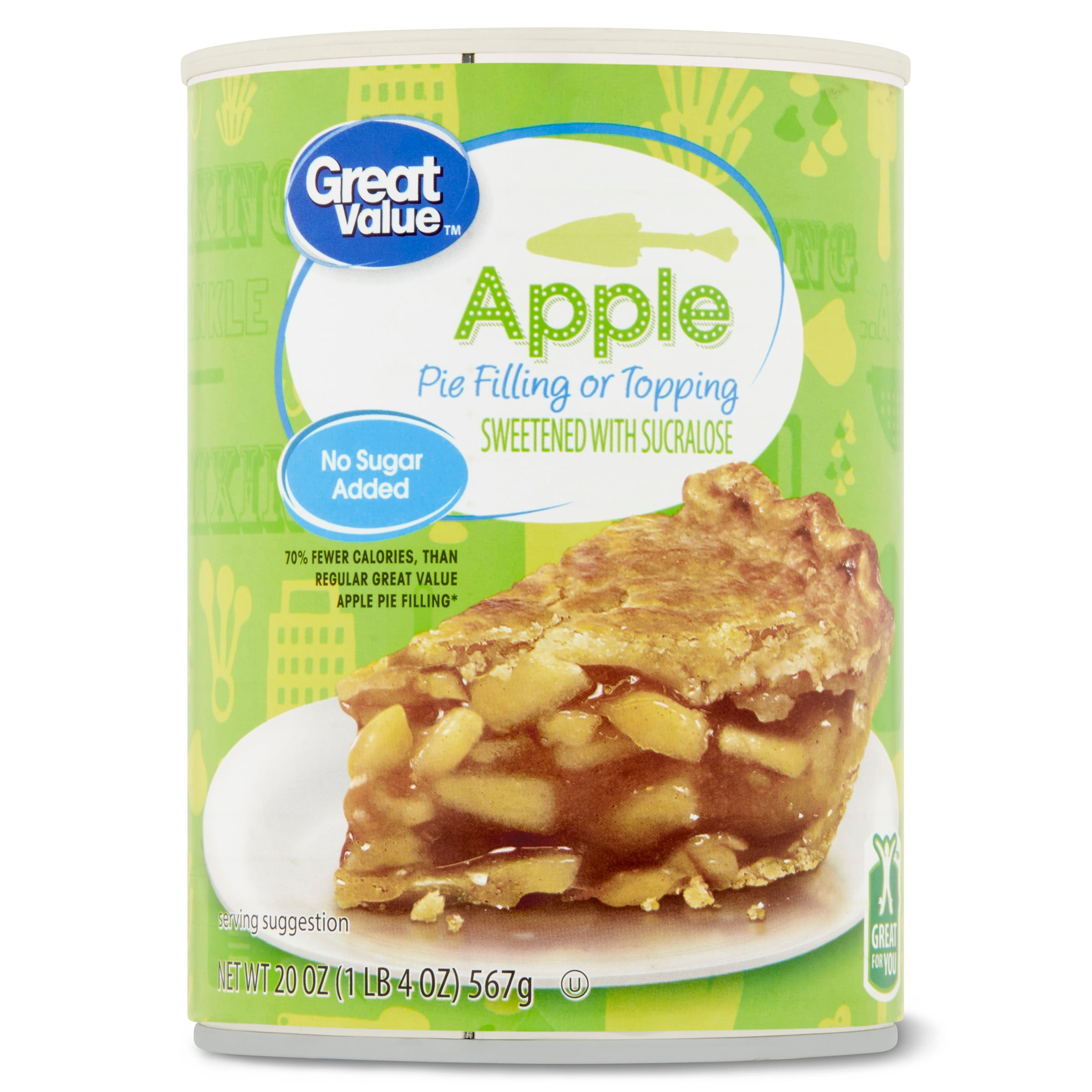 Great Value No Sugar Added Apple Pie Filling & Topping, 20 Oz