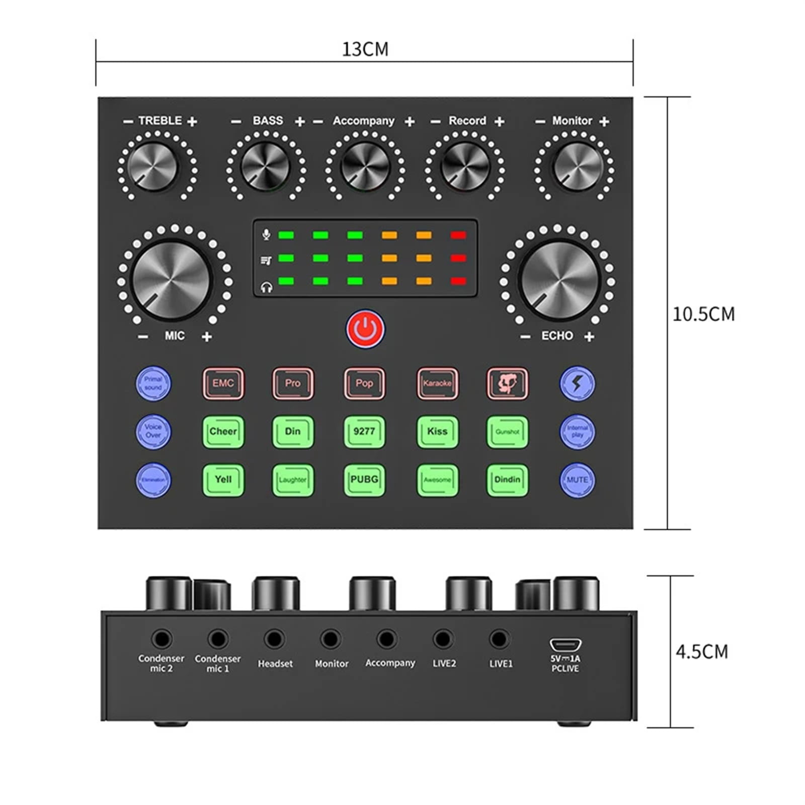 V8S Live Microphone Sound Card For Audio Mixer Streaming Board Music Recording Broadcast ,Precision Control