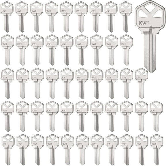 KW1 Blank Key Blanks, Pack of 50 Uncut Blank Keys, Copper Structures Blank Keys for Kwikset