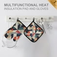 thumbnail image 4 of Yayeee Oven Mitts and Pot Holder Set of 2 Heat Resistant Kitchen Gloves Baking Hot Pad, Geometric Pattern, 4 of 5