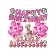 DaVi Party Decoration Barbie Theme Party Balloons set kit Banner Cake and cupcakes toppers