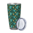 thumbnail image 2 of Fotbe Pineapple And Cactus Pattern 20 oz Tumbler Stainless Steel Vacuum Insulated Coffee Ice Cup Double Wall Travel Flask Leak-proof Coffee Cup-Straw Three-piece Set, 2 of 8