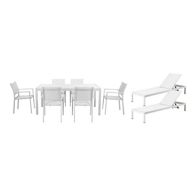 Pangea Home David 9-piece Modern Aluminum Patio Dining Set in White