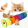thumbnail image 3 of Lotpreco Cat Tunnel for Indoor Cats with Play Ball and Peek Holes, Interactive I-Way Foldable Pet Cat Tunnel Crinkle Toy, Large Long Dog Cat Tunnel Tube for Kitten Kitty Puppy Bunny Rabbit (Rainbow), 3 of 8
