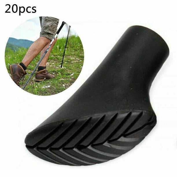 Topes de goma para asfalto, juego de 20 piezas (10 pares) de topes de goma para bastones de marcha nórdica, adecuados para todos los bastones comunes, ideales para senderismo