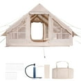 thumbnail image 1 of KFFKFF Inflatable Tents for Camping, 5-8 Person Easy Setup Blow up Tent with Hand Pump, 300D Oxford Glamping Tent with Stove Jack 2 Doors & 4 Mesh Windows, 1 of 9