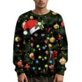 thumbnail image 2 of Men's Christmas Printed Collar Sweater Holiday Theme Knit Pullover for Festive Parties and Ugly Sweater Fun during Christmas Season,Dark Green,L, 2 of 7