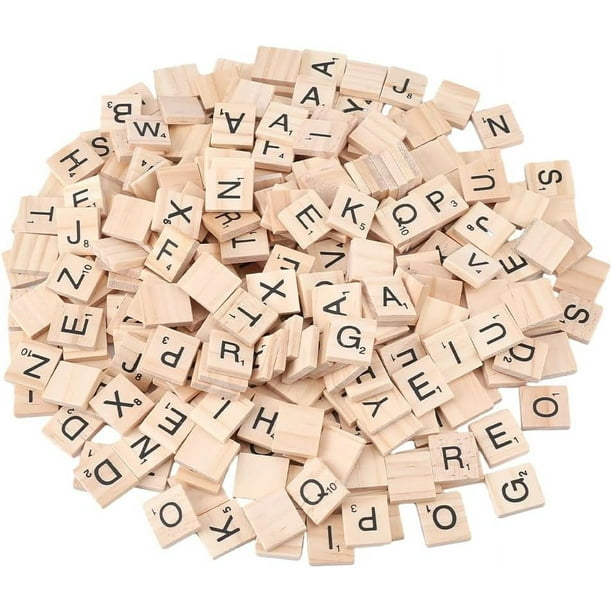 300 piezas de fichas de letras de Scrabble de 18 x 19 mm, fichas de letras de la A a la Z de madera para juego de crucigramas de Scrabble, herramientas de aprendizaje del alfabeto