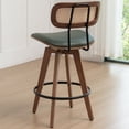 thumbnail image 3 of FOWEOAIU Bar Stools with Cane Back Leather Upholstered Swivel  26" Counter Stool for Bar Kitchen Island Bistro , Green (Set Of 2), 3 of 7