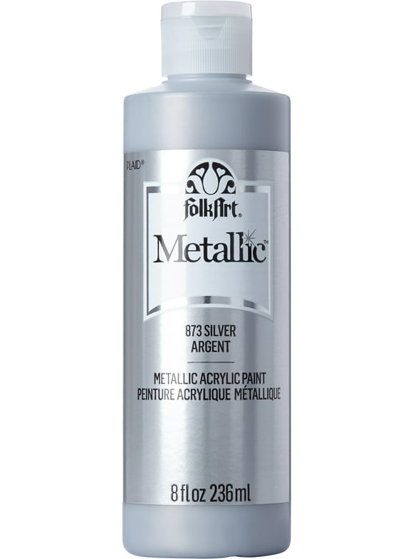 FolkArt Metallic Acrylic Craft Paint, Silver Sterling, 8 fl oz