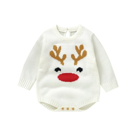 

Quealent Boys Childrenscostume Male Big Kid Baby Boys Clothes 9 Months Baby Girl Boy Christmas Pattern Knit Sweater Romper (White 3-6 Months)