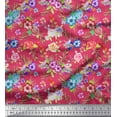 thumbnail image 1 of Soimoi Poly Georgette Fabric Leaves, & Rose Floral Print Sewing Fabric Yard 52 Inch Wide, 1 of 1