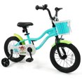 thumbnail image 1 of Costway Vélo pour Enfants 14 Pouces avec Roues Stabilisatrices, Panier, Freins à Main et à Rétropédalage, Selle Réglable Vert, 1 of 9