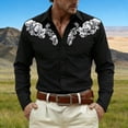 thumbnail image 2 of HXWCHs Western Heritage Long Sleeve Casual Shirt Festive Print Button Front Durable Easy Care top for Men XXL Black, 2 of 4