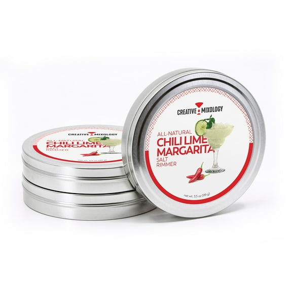 Creative Mixology's All-Natural Chili Lime Margarita Salt Cocktail Rimmer - 3-Pack - 3.5 oz Round Tins - 4199