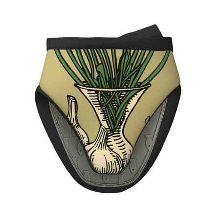 

Vsdgher Vintage Garlic Bread Illustration Non-Slip Mini Oven Mitt Set Short Oven Mitts for Baking Grilling Barbecue Microwave 5.9 x5.9 in