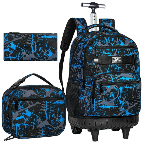 Mochila con ruedas FTJCF, 3 unidades, para niños, hombres y adultos, color azul
