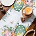 thumbnail image 3 of Spring Easter Table Runner 72 Inches, Rabbit Eggs Eucalyptus Leaf Floral Butterfly Bed Runner Dresser Scarves Tabletop for Indoor Outdoor Parties/Ceremony/Banquet, 18" x 72", 3 of 8