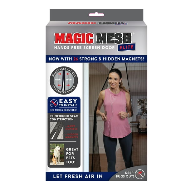 Magic Mesh Elite Handsfree Screen Door, Keeps Bugs Out, Fits Single