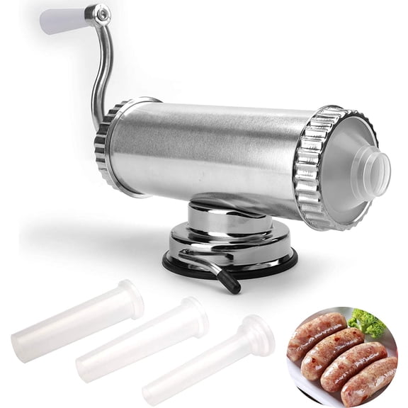 2 LBS Sausage Stuffer - Horizontal Kitchen Stuffing Maker Stainless Steel Meat Sausage Machine for Household Commercial