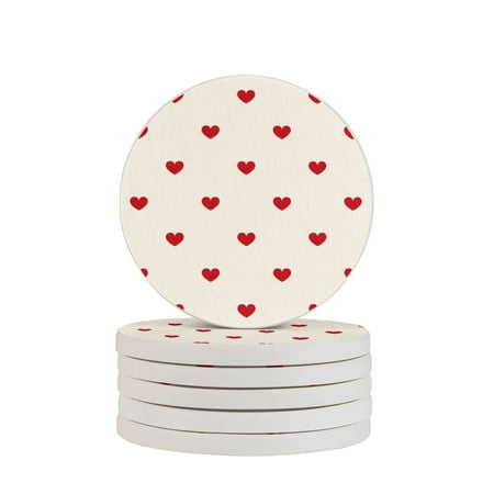 

Circular Drink Coasters Set Pink Heart Background Beautiful Home Decor Diatomite Heat-Resistant Diatomite Protect Table Countertop