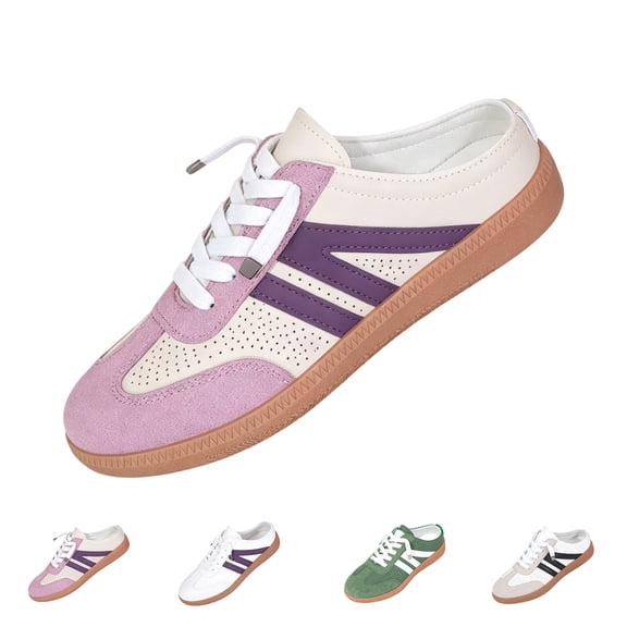 Womens Vintage Color Block Casual Sneakers Black White Faux Suede Non Slip Gum Rubber Sole Lace Up for Walking Commute Daily Wear Ladies Shoes 43