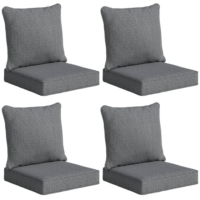Outsunny Coussins de Chaise d'Extérieur Ensemble de 4, Coussins de Chaise de Patio, Gris