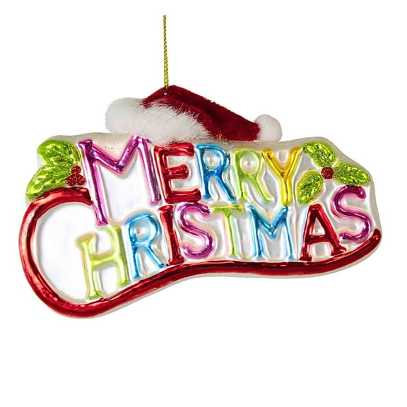 Craftoutlet.Com Merry Christmas Ornament - One Ornament 3 Inch, Glass - Santa Hat 50624